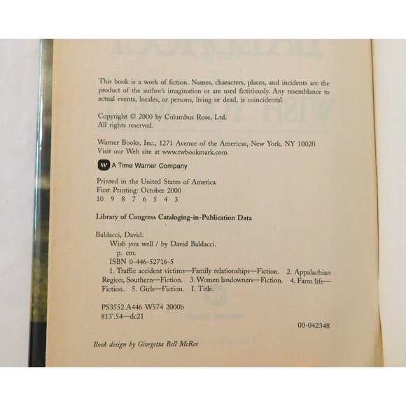 Wish You Well By David Baldacci 2000 Hardcover Dust Jacket Virginia Coal Mines - Picture 5 of 5